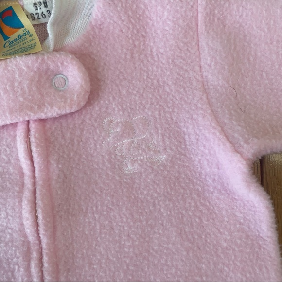 VINTAGE CARTERS PINK FLEECE EMBROIDERED ELEPHANT SLEEP SACK SIZE 6 MONTHS - Picture 3 of 4